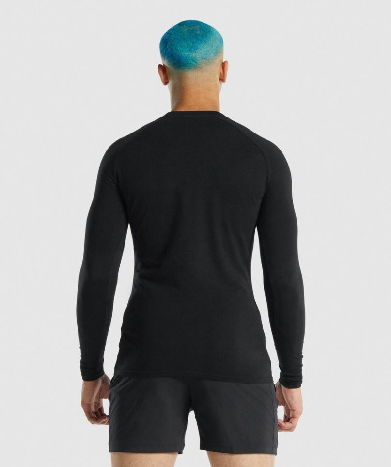 Men's Gymshark Apollo Long Sleeve T-Shirts Black | CA D1605N